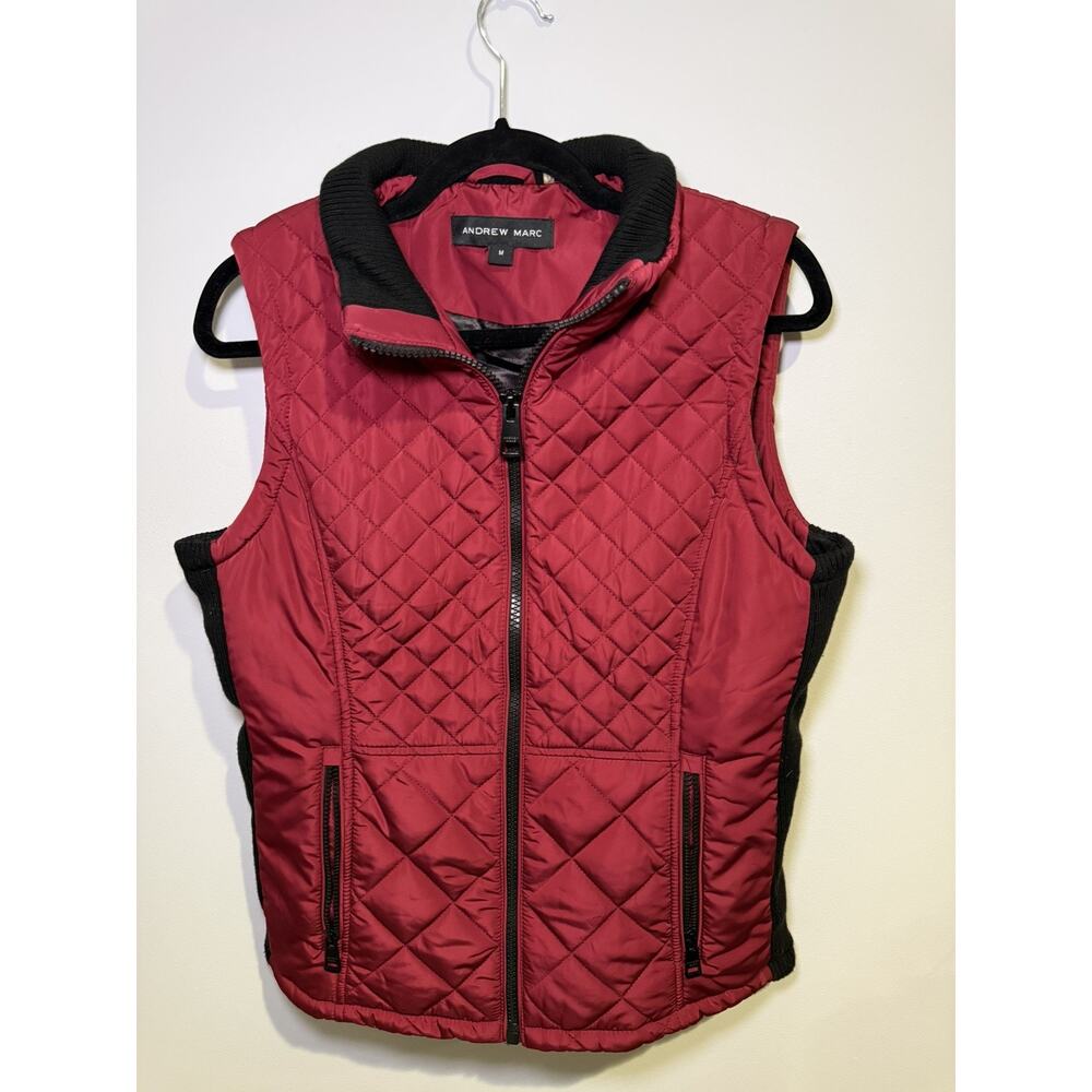 Andrew Marc Women's Quilted Vest - Burgundy and Black